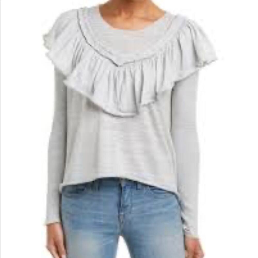 Wildfox Lais ruffled light Blue heather sweater Medium NWT